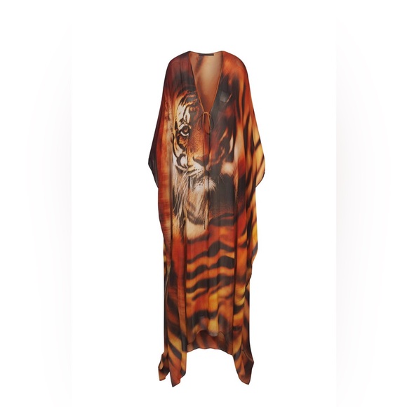 SKIMS X Cavalli Long Kaftan in Tiger Face Print